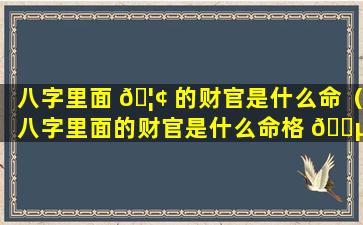 八字里面 🦢 的财官是什么命（八字里面的财官是什么命格 🐵 ）